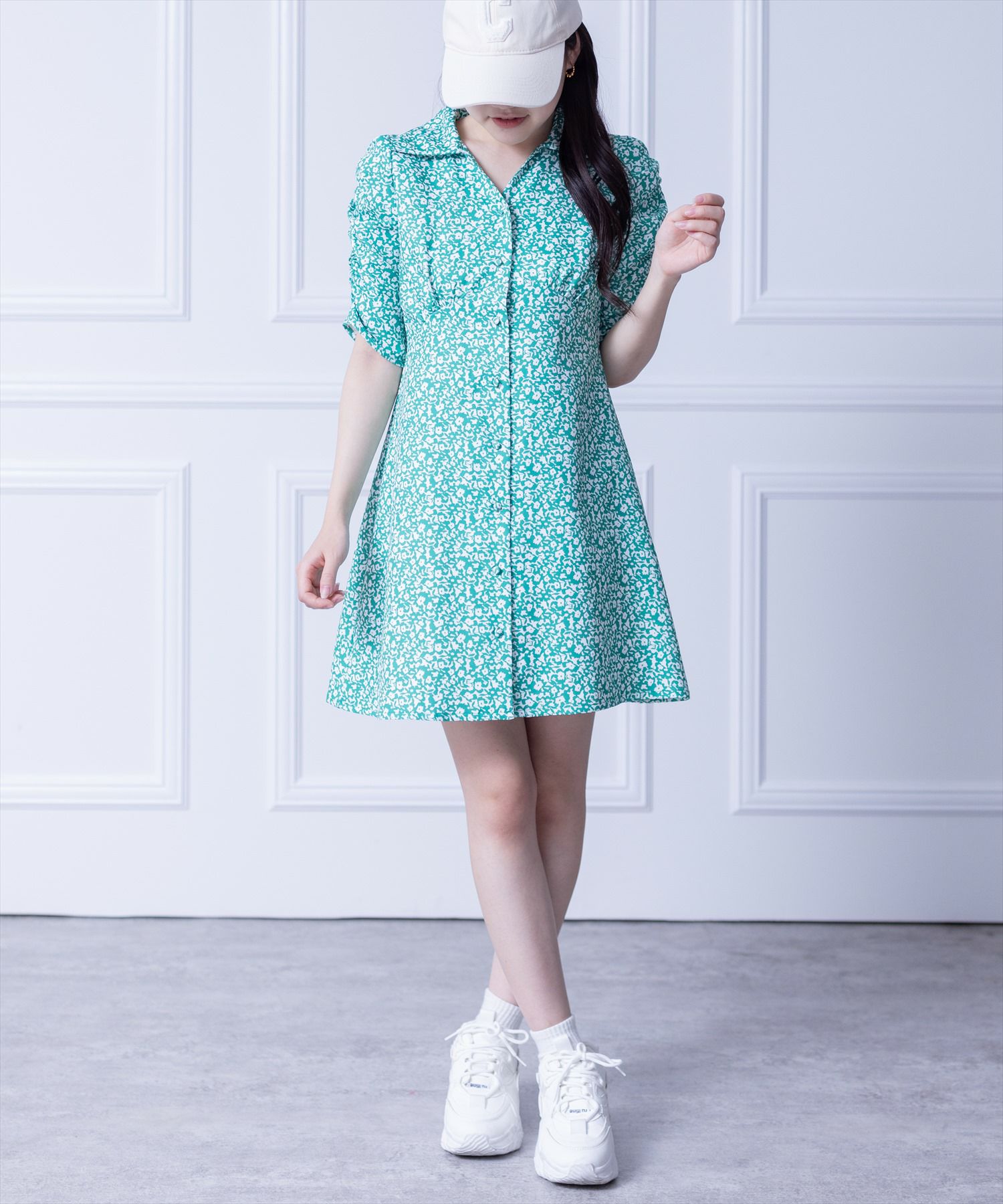 clearパワショル花柄ミニワンピース[CL7672] | レディース