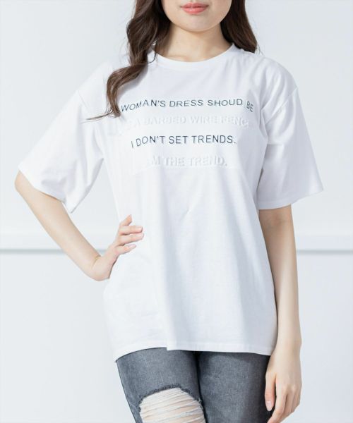 clearオーバーサイズエンボスプリントTシャツ[CL7646B clearオーバーサイズエンボスプリントTシャツ[CL7646B