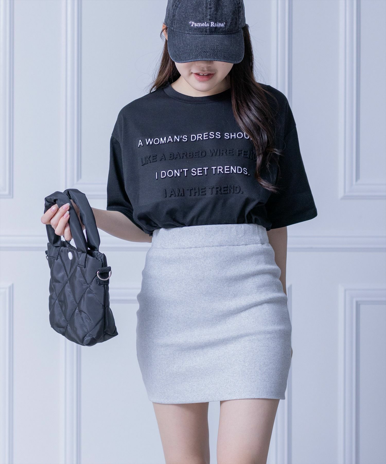 clearオーバーサイズエンボスプリントTシャツ[CL7646B
