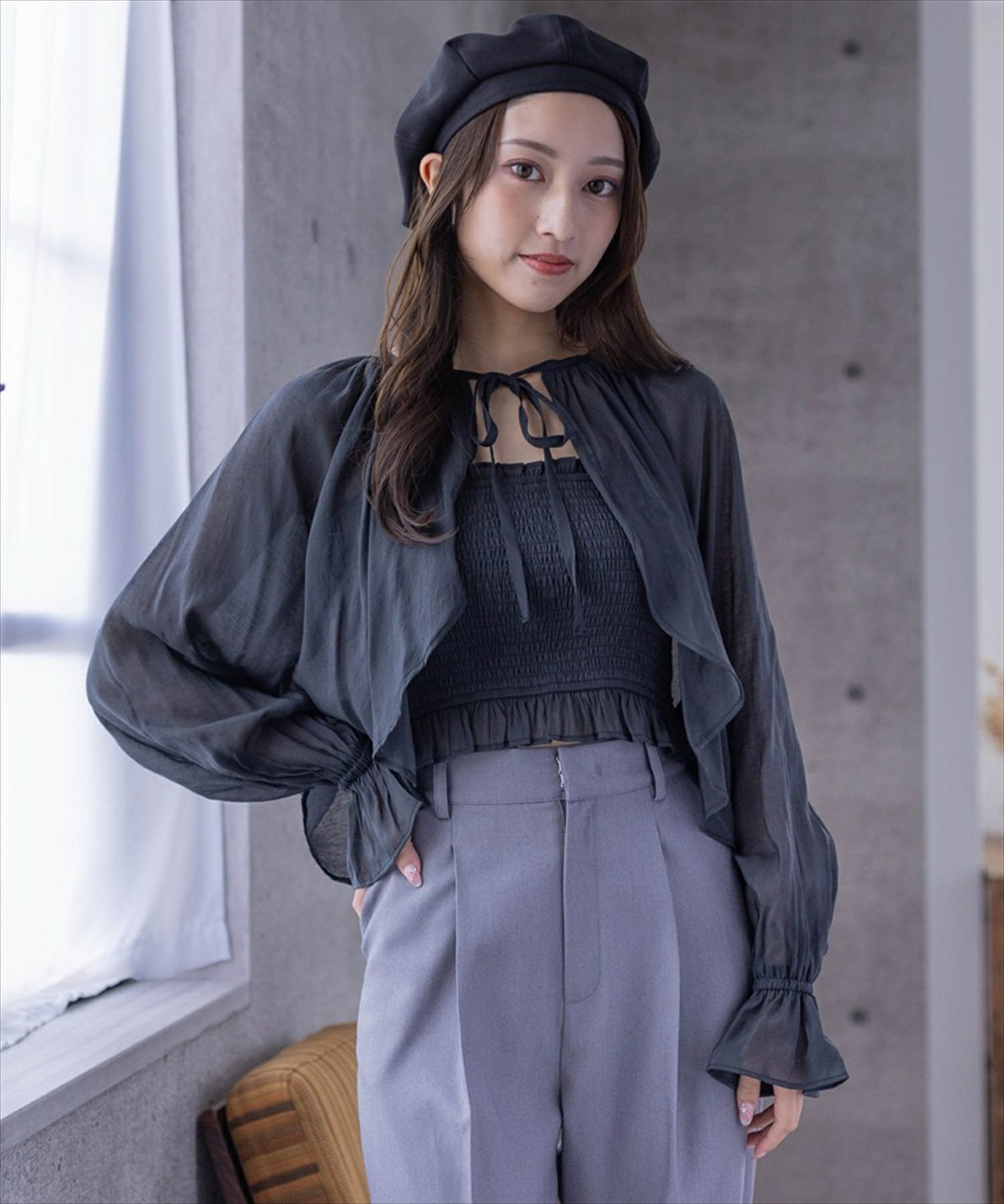 clear≪再入荷≫リボンボレロブラウス&キャミソールセット clear≪再入荷≫リボンボレロブラウス&キャミソールセット