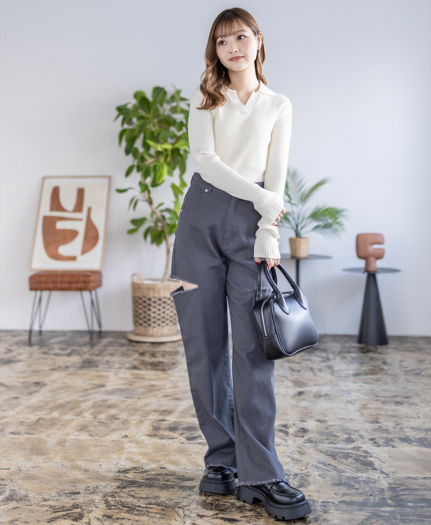 clear≪再入荷≫ポロネックリブニットトップス[CL7786