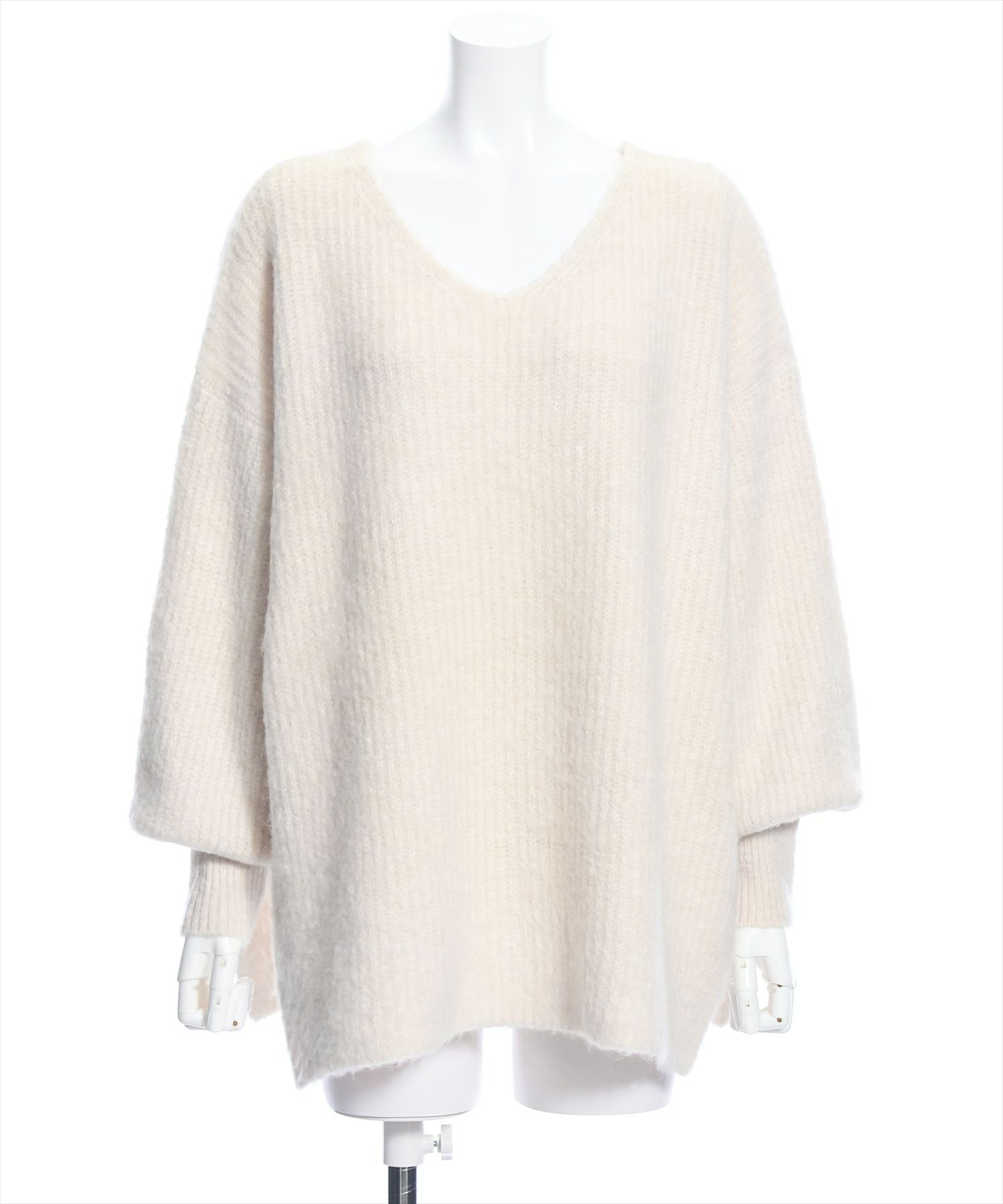 clear≪再入荷≫バックオープンリボンオーバーニットトップス