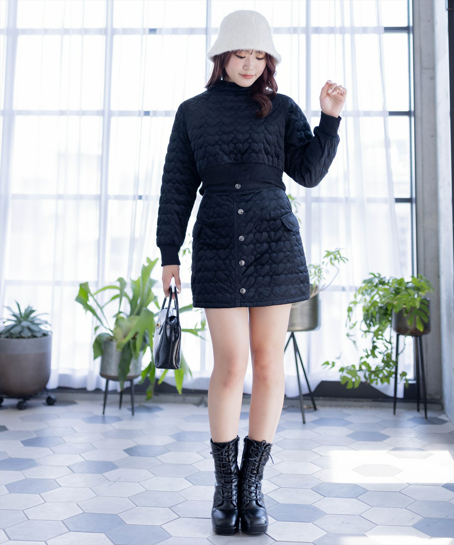 clear≪AW新作≫ハートキルティングショート丈トップス(セット可 clear≪AW新作≫ハートキルティングショート丈トップス(セット可