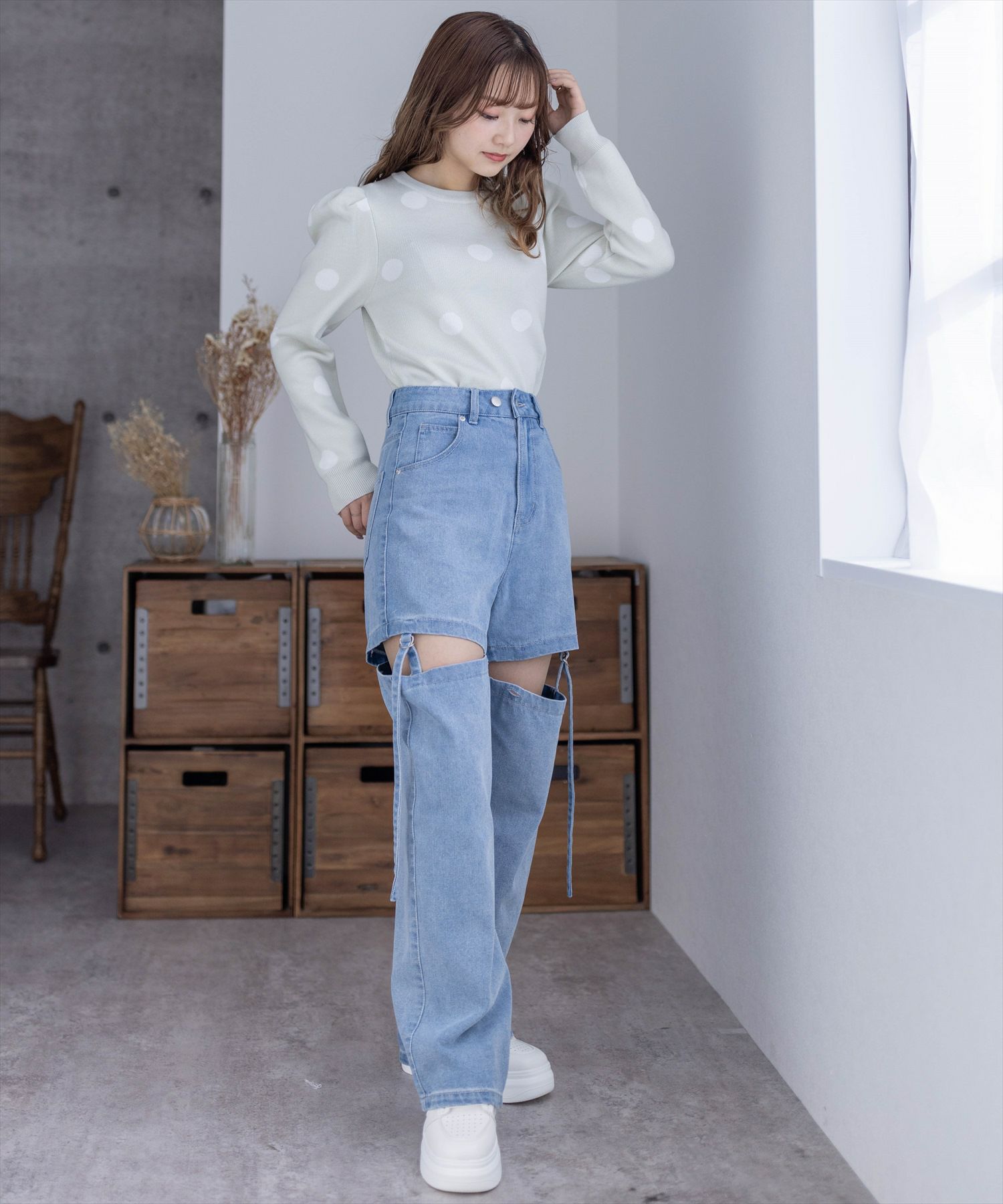 clear≪春新作≫ドット柄ジャガードニットトップス[CL8255