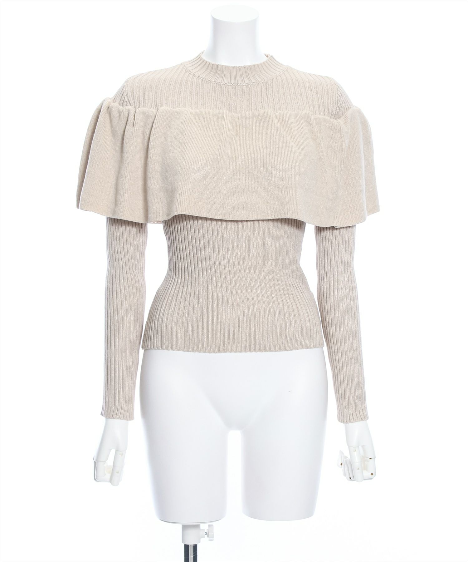 CLOCHE(クロッシェ)ケープニット ジップ ケープ　 チャコール CLOCHE(クロッシェ)ケープニット ジップ ケープ チャコール