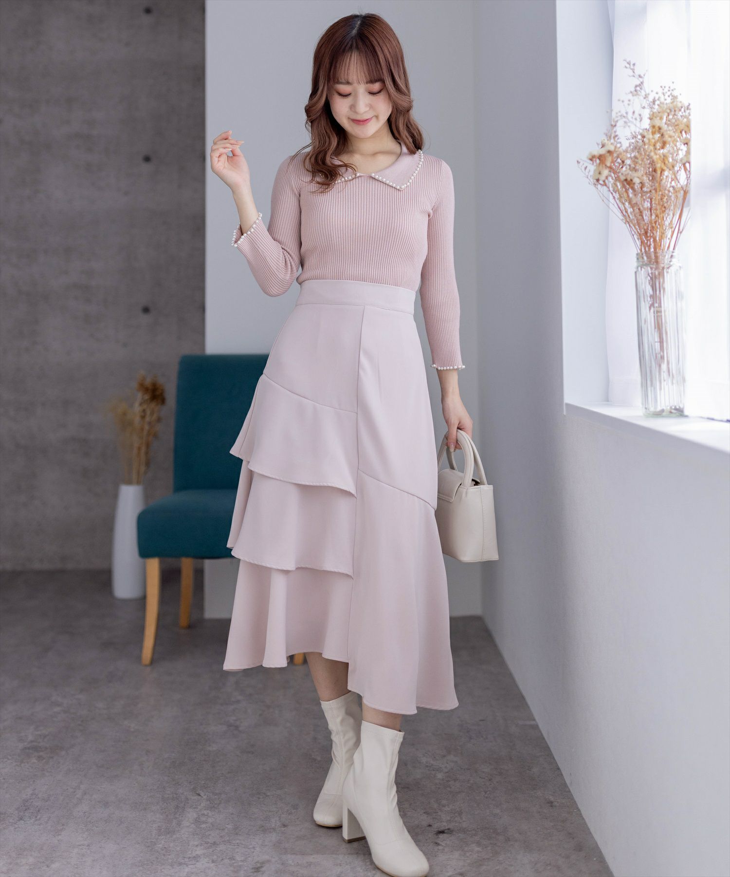 clear≪再入荷≫アシンメトリーフリルロングスカート[CL8187 