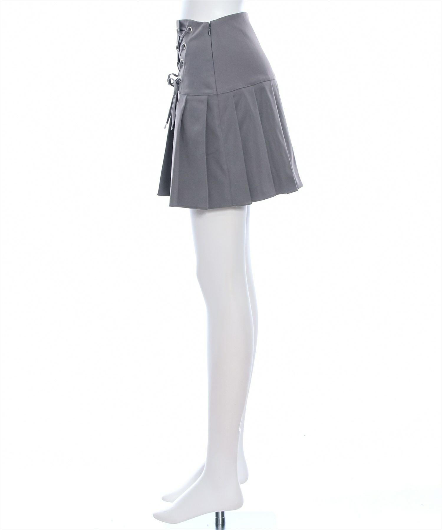 clear サイドリボンハーフプリーツミニスカート[CL8185