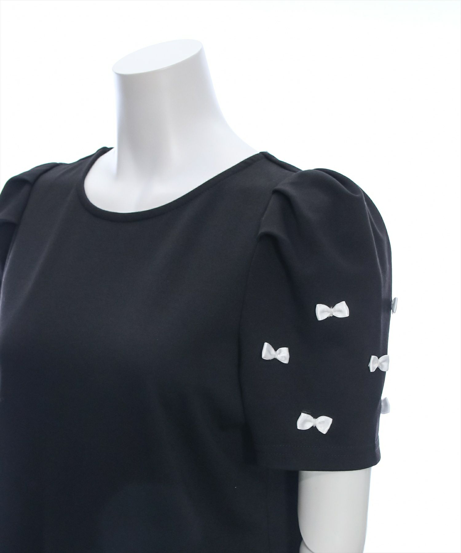リボン付き黒半袖トップス 楽天市場】Tシャツ レディース 半袖 リボン フロントクロス