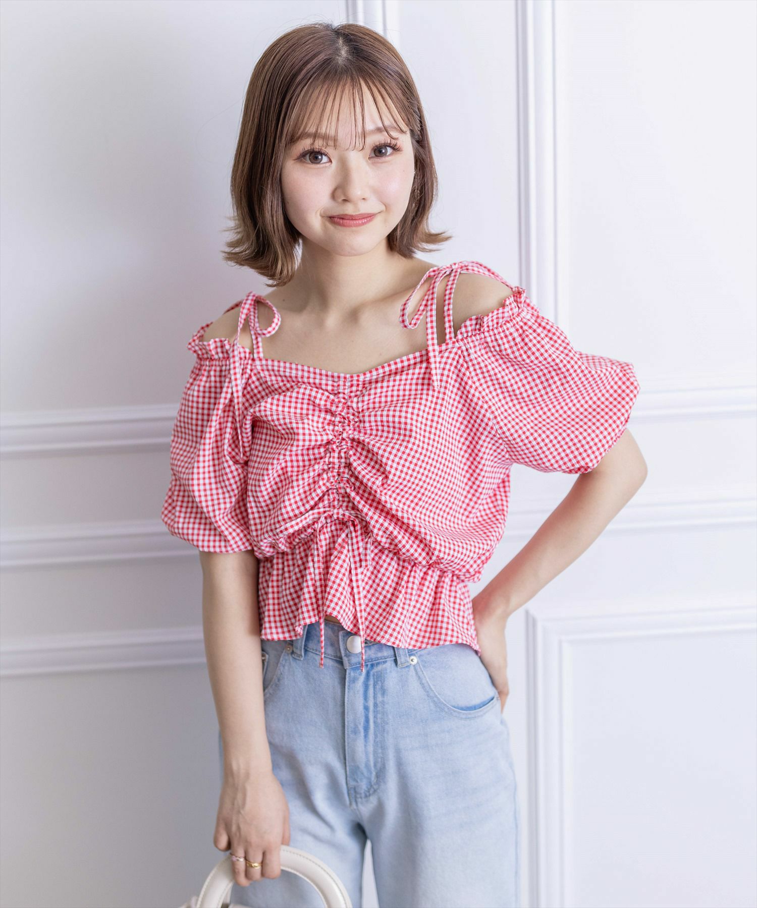 今季完売☆Drawer ドゥロワー ギンガムチェックブラウス☆