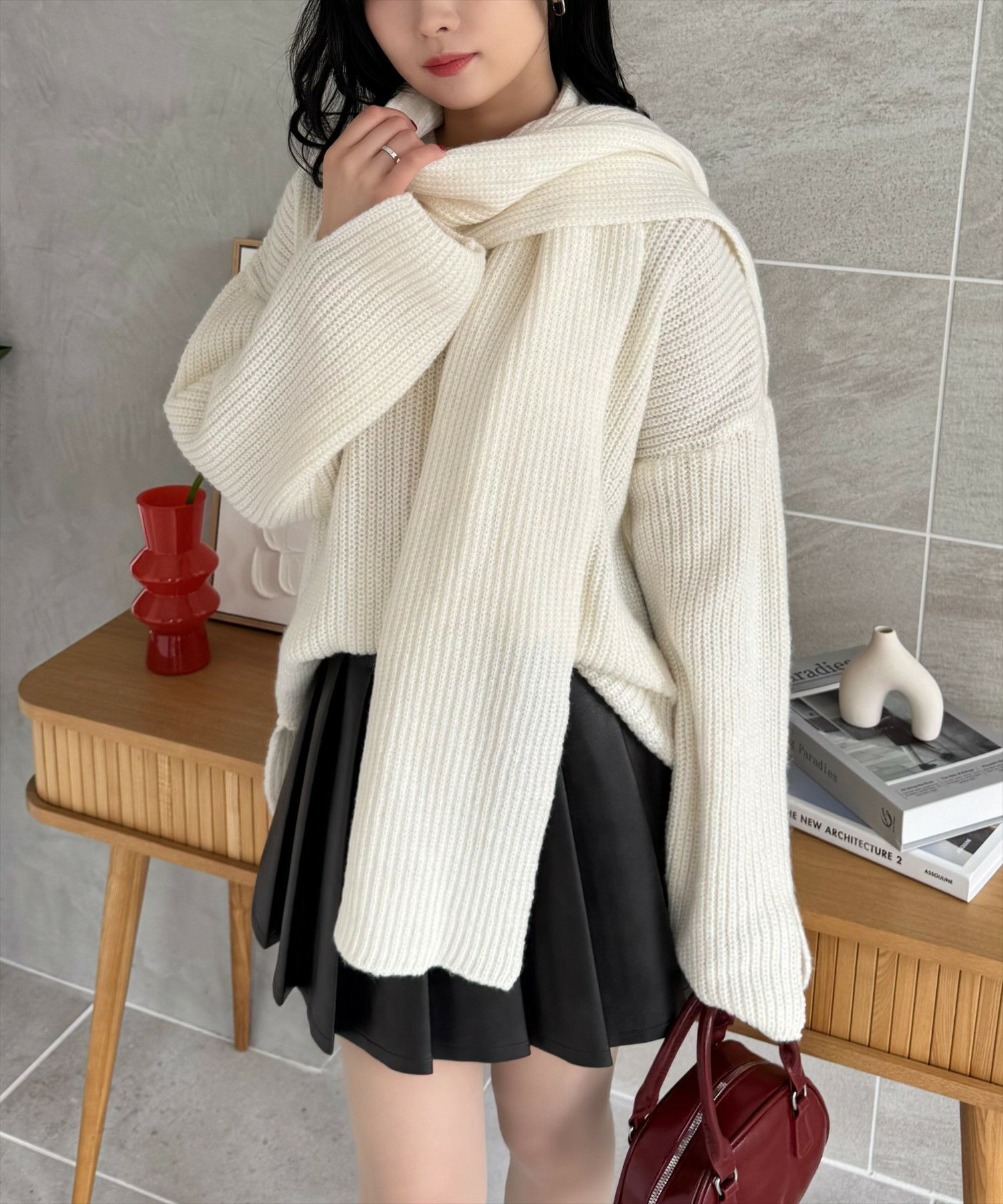 clearマフラー付きニットトップス【STAY MOTION】[ST0215