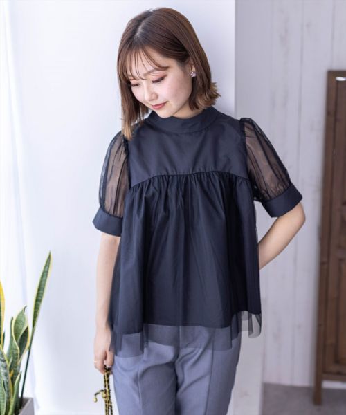 キュー Q チュール切替ブラウス(506223797) | キュー(Q) - d fashion