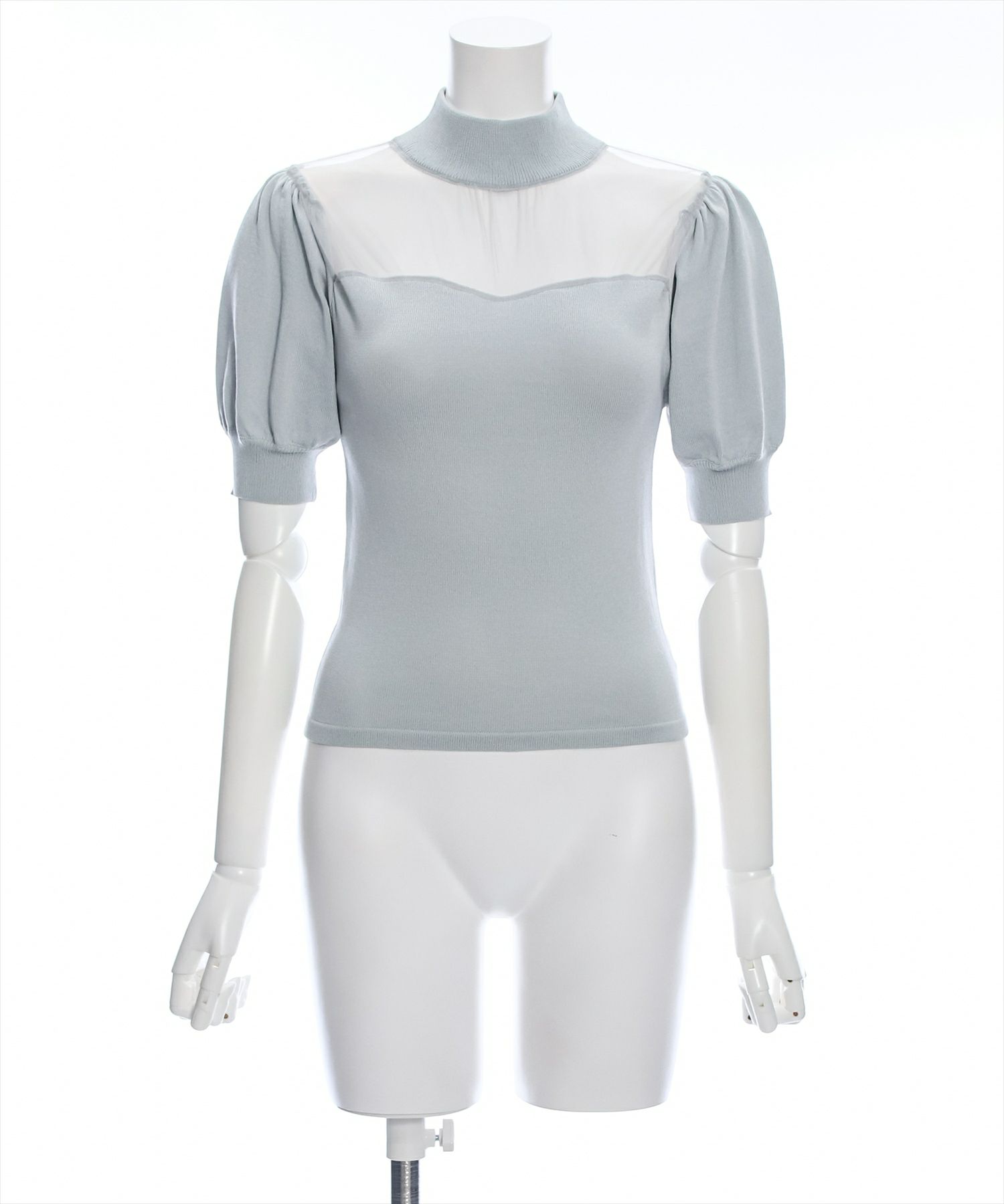 clear≪再入荷≫胸元シアー半袖パフスリーブトップス[CL8372
