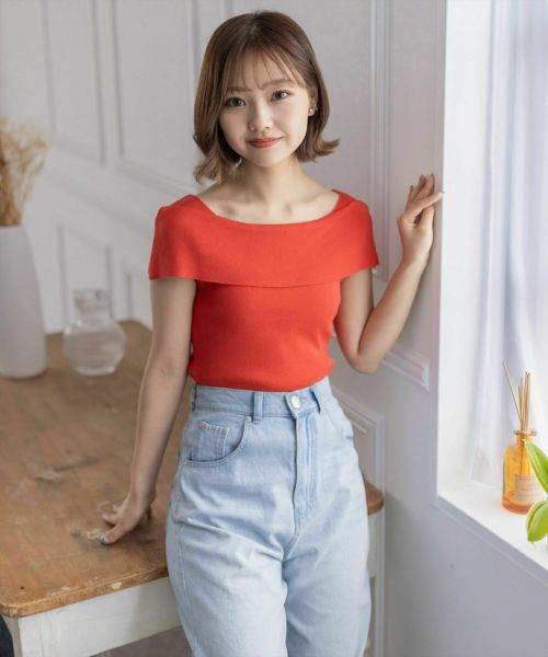 clear≪再入荷≫オフショルデザインニットトップス[CL8112