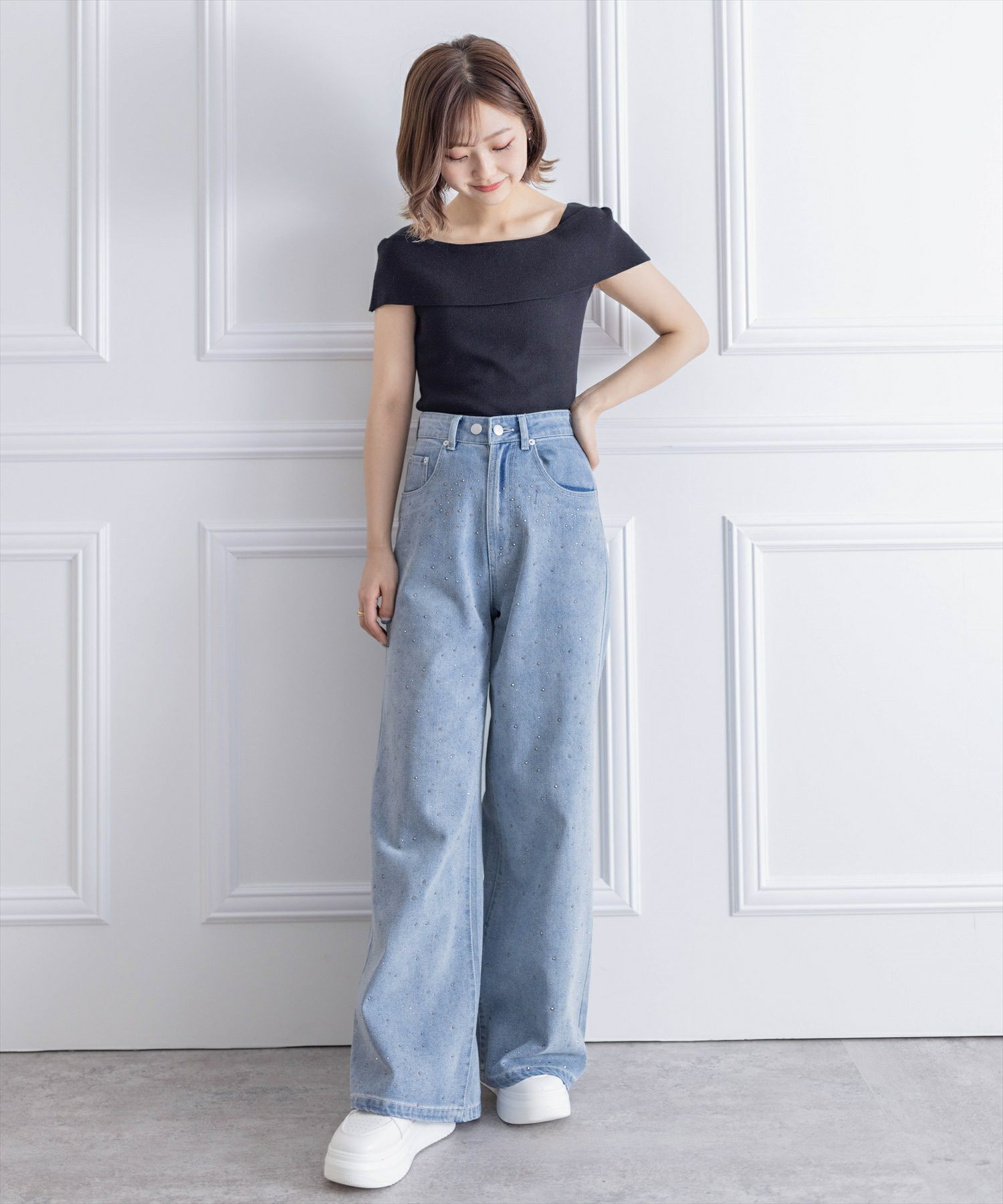 clear≪再入荷≫オフショルデザインニットトップス[CL8112