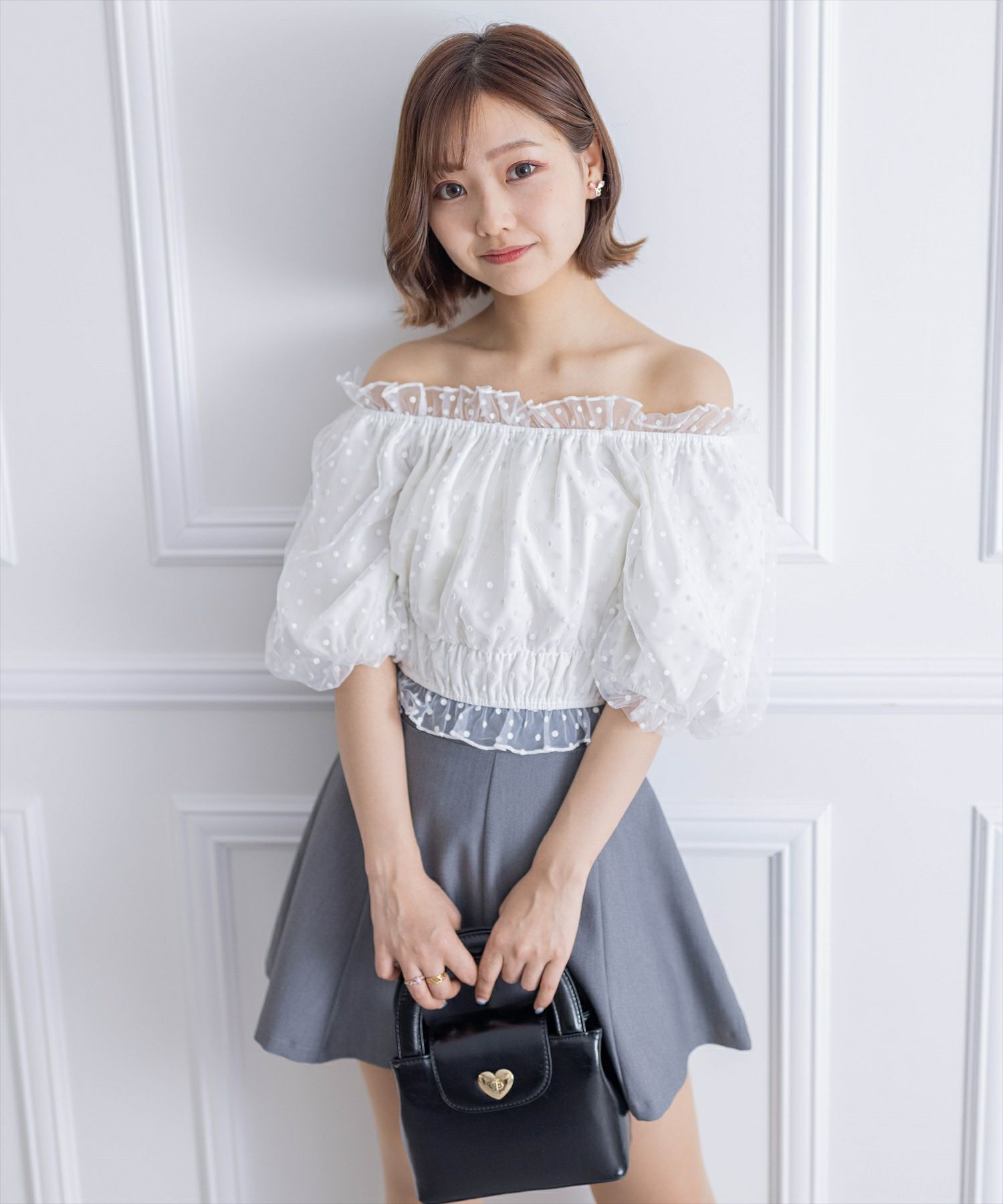 clear≪夏新作≫ドットチュール2wayオフショルトップス[CL8346