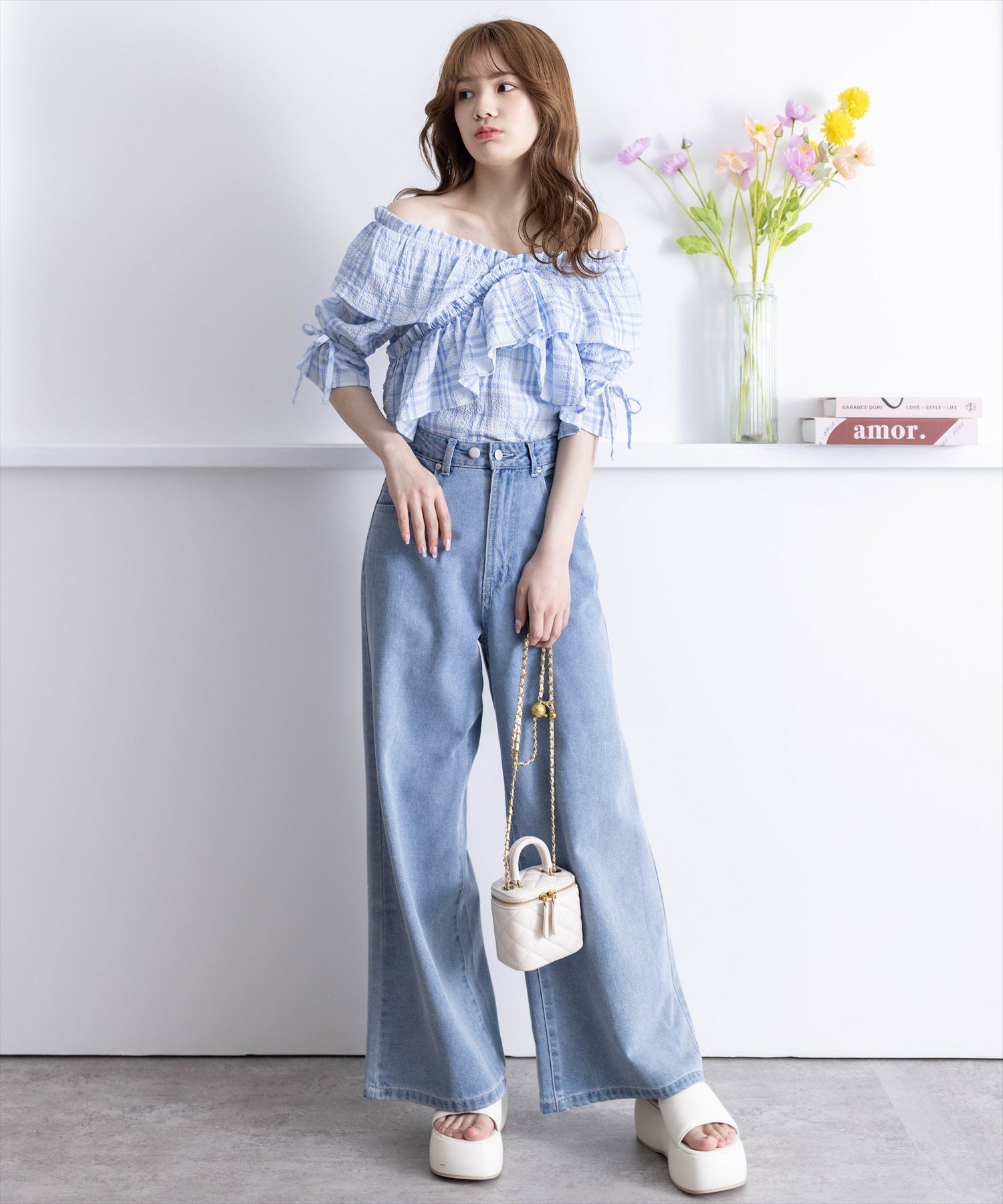 161㎝/サックス×チェック