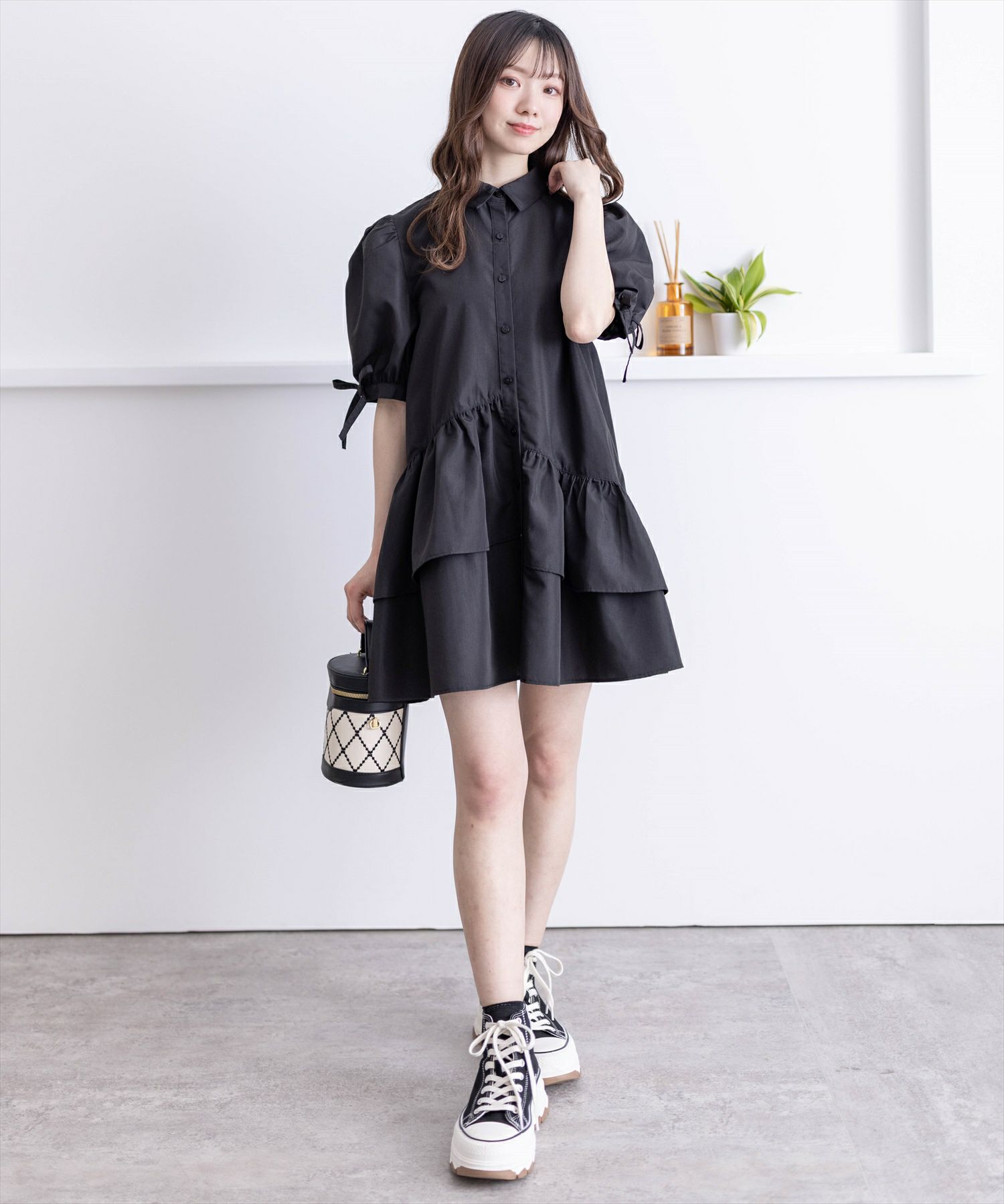 プルメリア モンクレール フリル付き半袖ミニワンピース 楽天