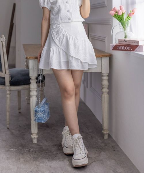 CRANKフリル ミニスカート　ivory crankフリル ミニスカート ivory 2025年最新】CRANK レディース