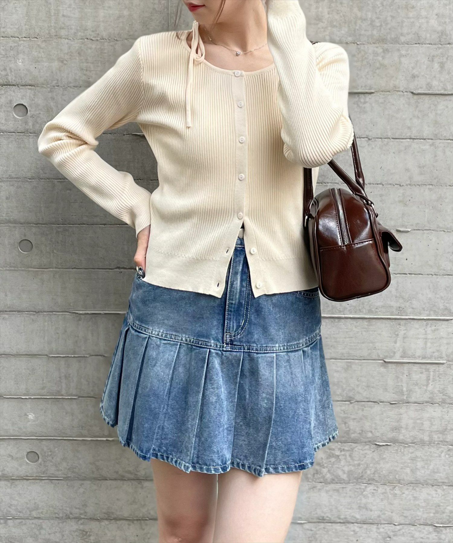 clear インパン付きデニムプリーツミニスカート[CL8409
