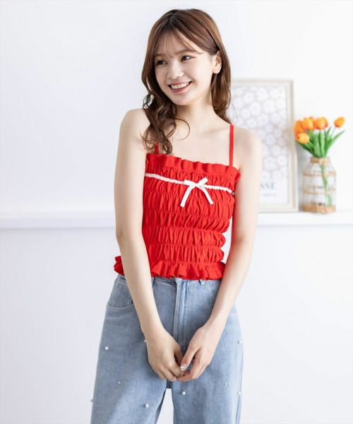 YILON RIBBON CAMI SET TOPS キャミ ミントグリーン YILON RIBBON CAMI SET TOPS キャミ ミントグリーン YILON