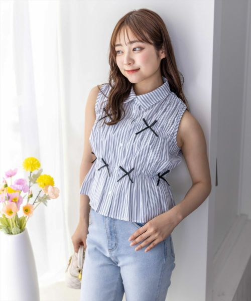 ブラウス シャツ リボンモチーフ消しプリーツノースリーブブラウス レディース Amazon | [UQQA] 【夏のアイテム】 シフォン ブラウス