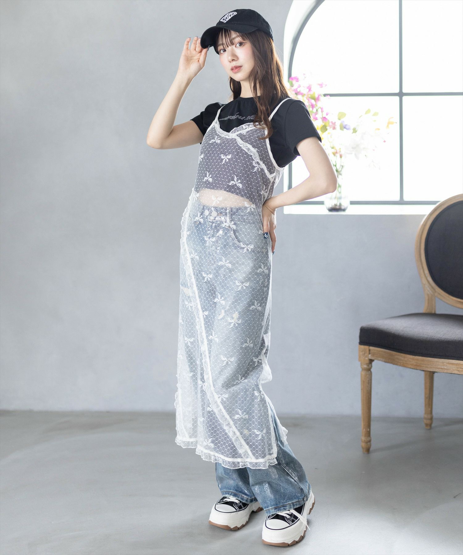 希少！極美品　リズリサ　ベロア　レース　でかリボン　キャミソール　M LIZ LISA - リズリサ 花柄 キャミソール レース リボン y2k 姫