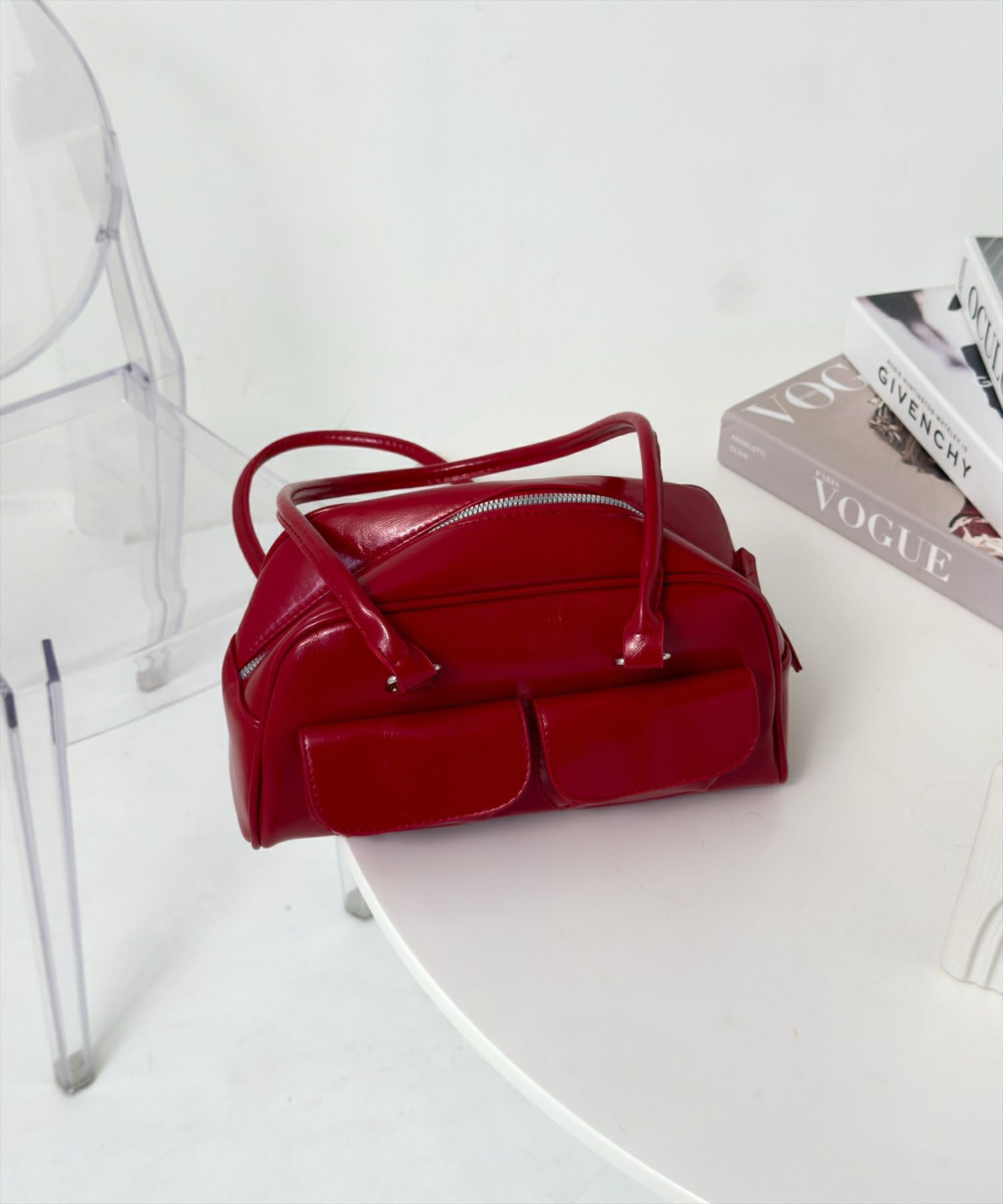 clear≪再入荷≫ポケット付きロングハンドルバッグ[CL8782