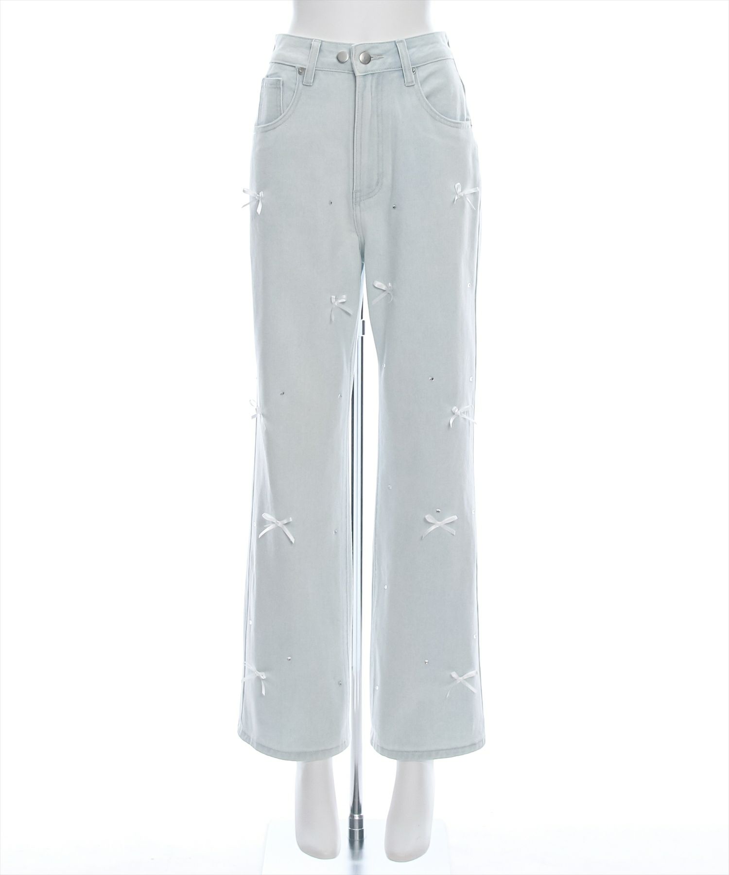 clear≪再入荷≫ラインストーンリボンデニムパンツ[CL8715
