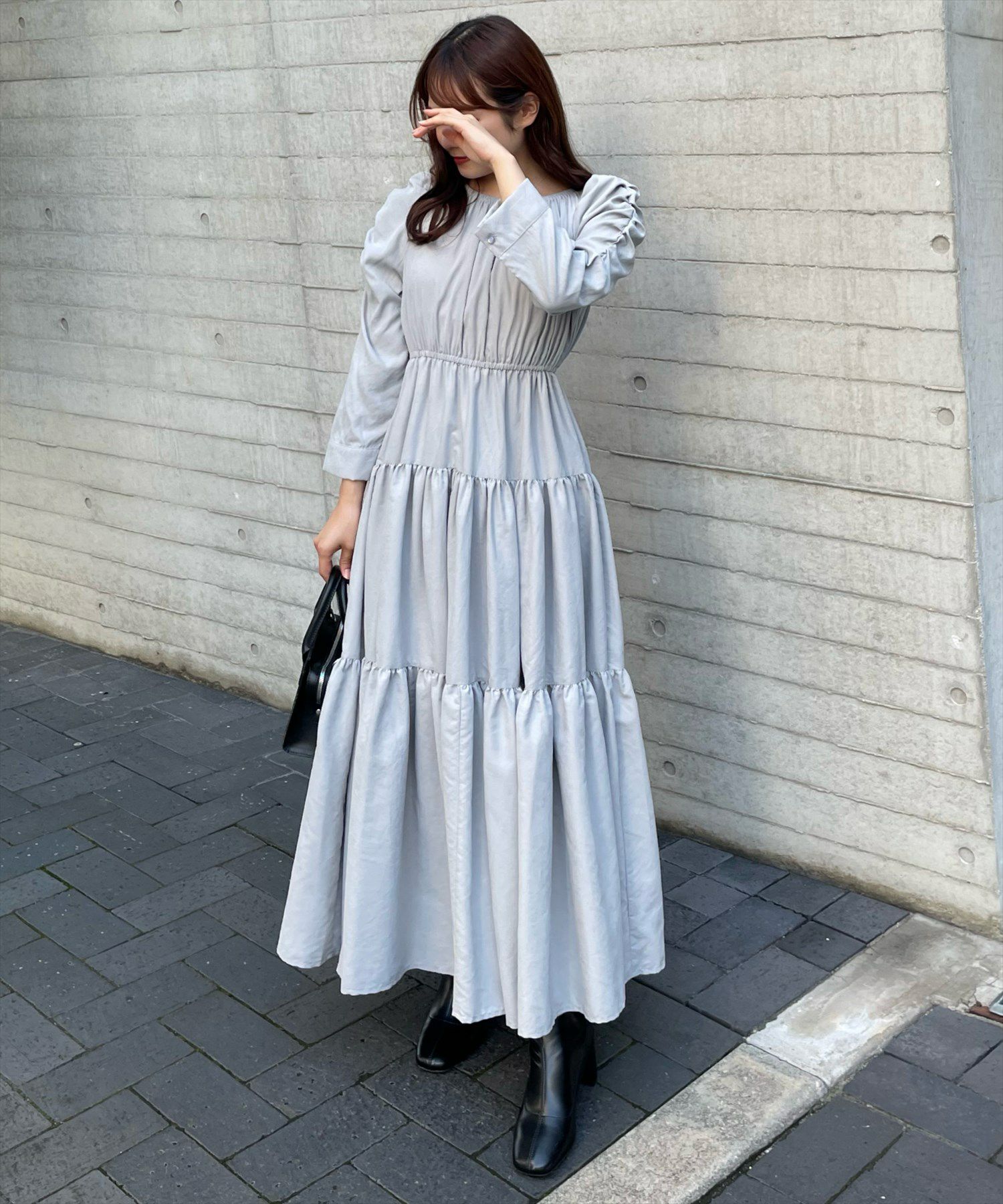 clear 7分袖ピーチティアードギャザーワンピース[CL8806] | レディース