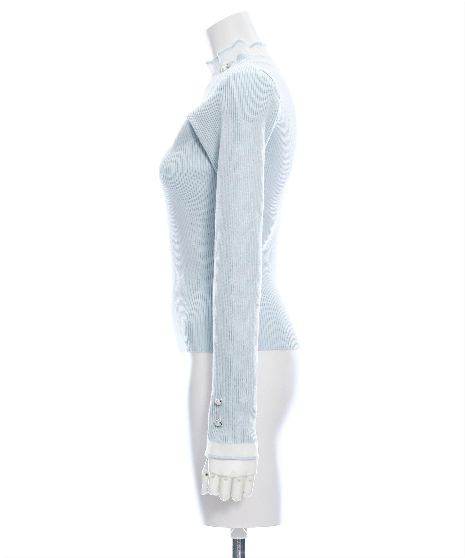 clear≪再入荷≫シアーフリルネック長袖ニットトップス[CL8385