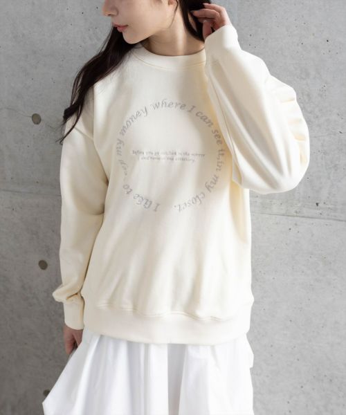 clear サークル刺繍ロング丈スウェットトップス[CL8797