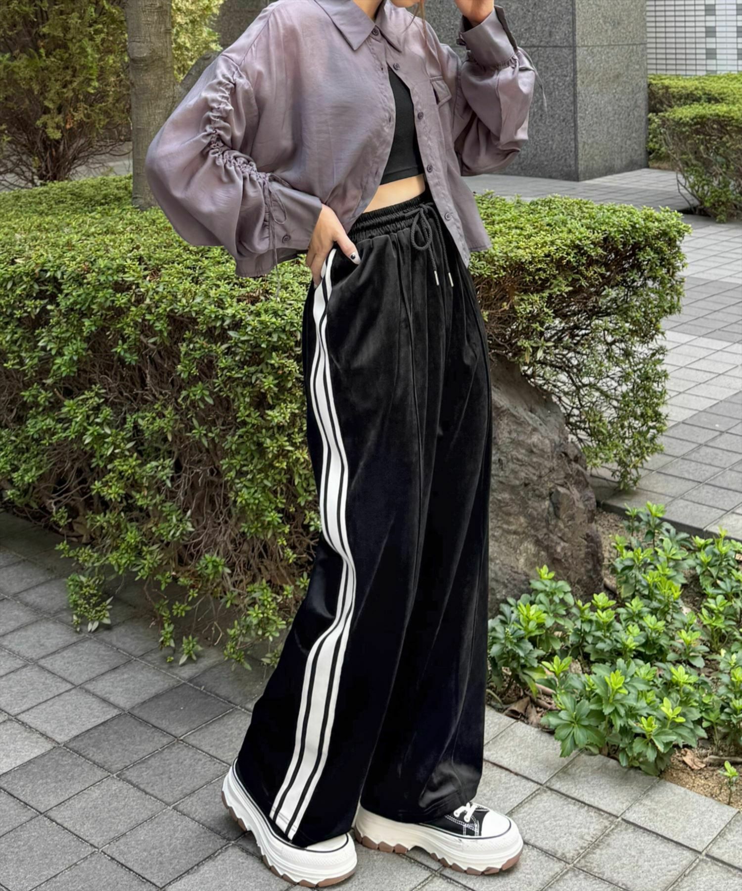 clear≪再入荷≫ベロアワイドトラックパンツ[CL8688] | レディース 