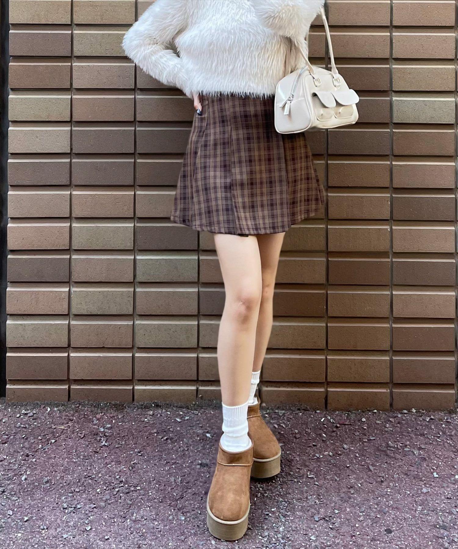 clear≪再入荷≫インパン付きボックスプリーツミニスカート