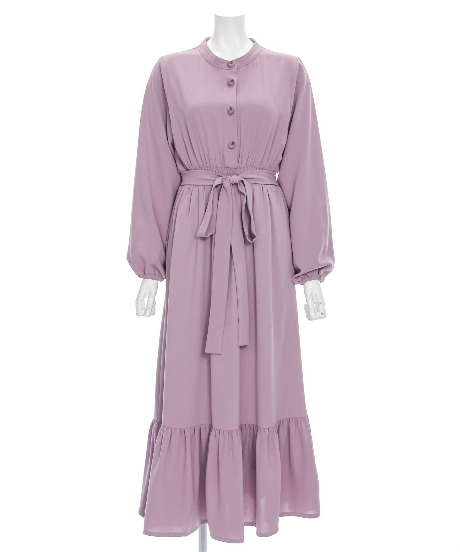 clear ウエストリボン裾切替長袖ロングワンピース[CL8817