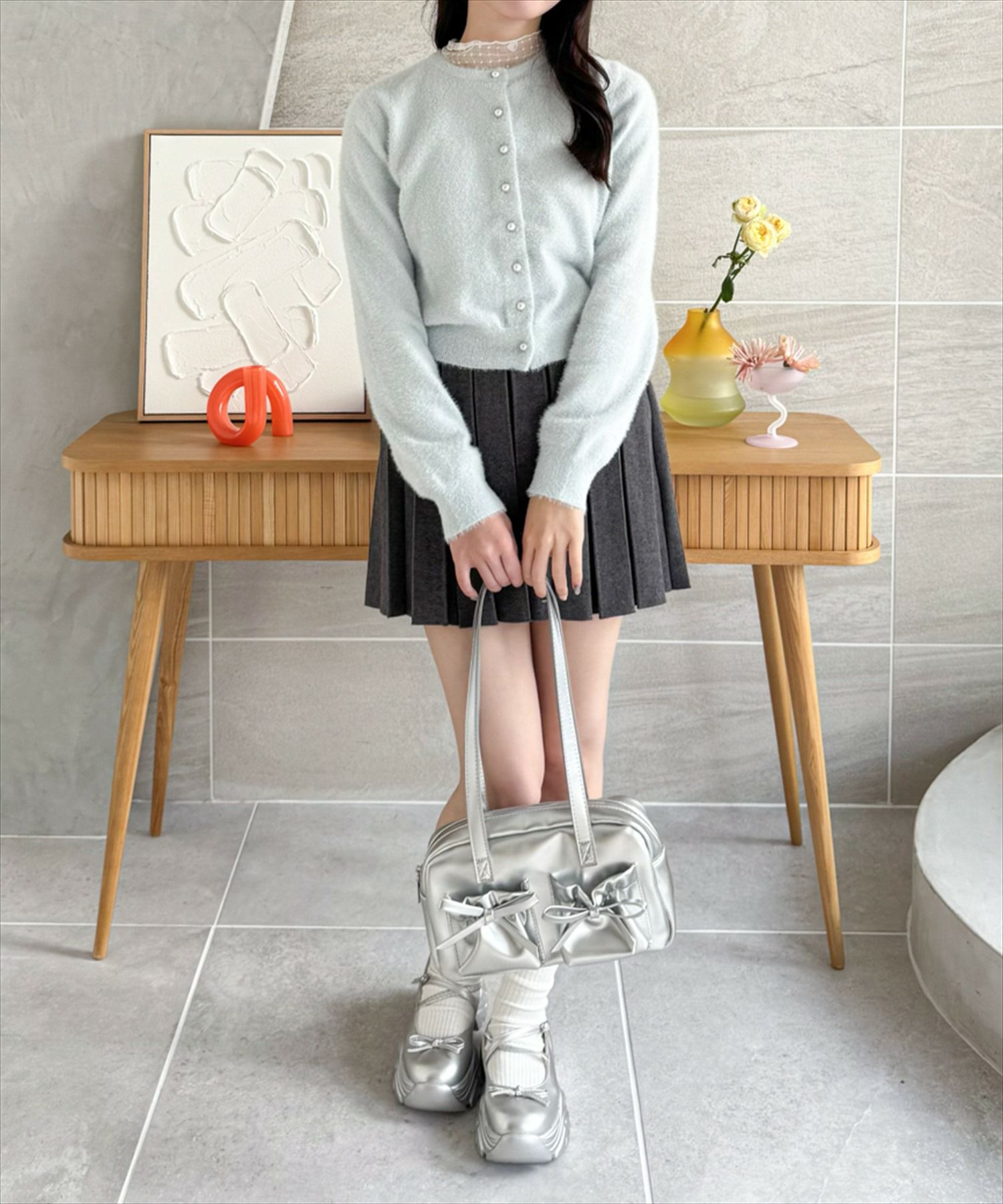 CLEAR BASIC≪SS新作≫ラメフェザーパールボタンニット CLEAR BASIC≪SS新作≫ラメフェザーパールボタンニット
