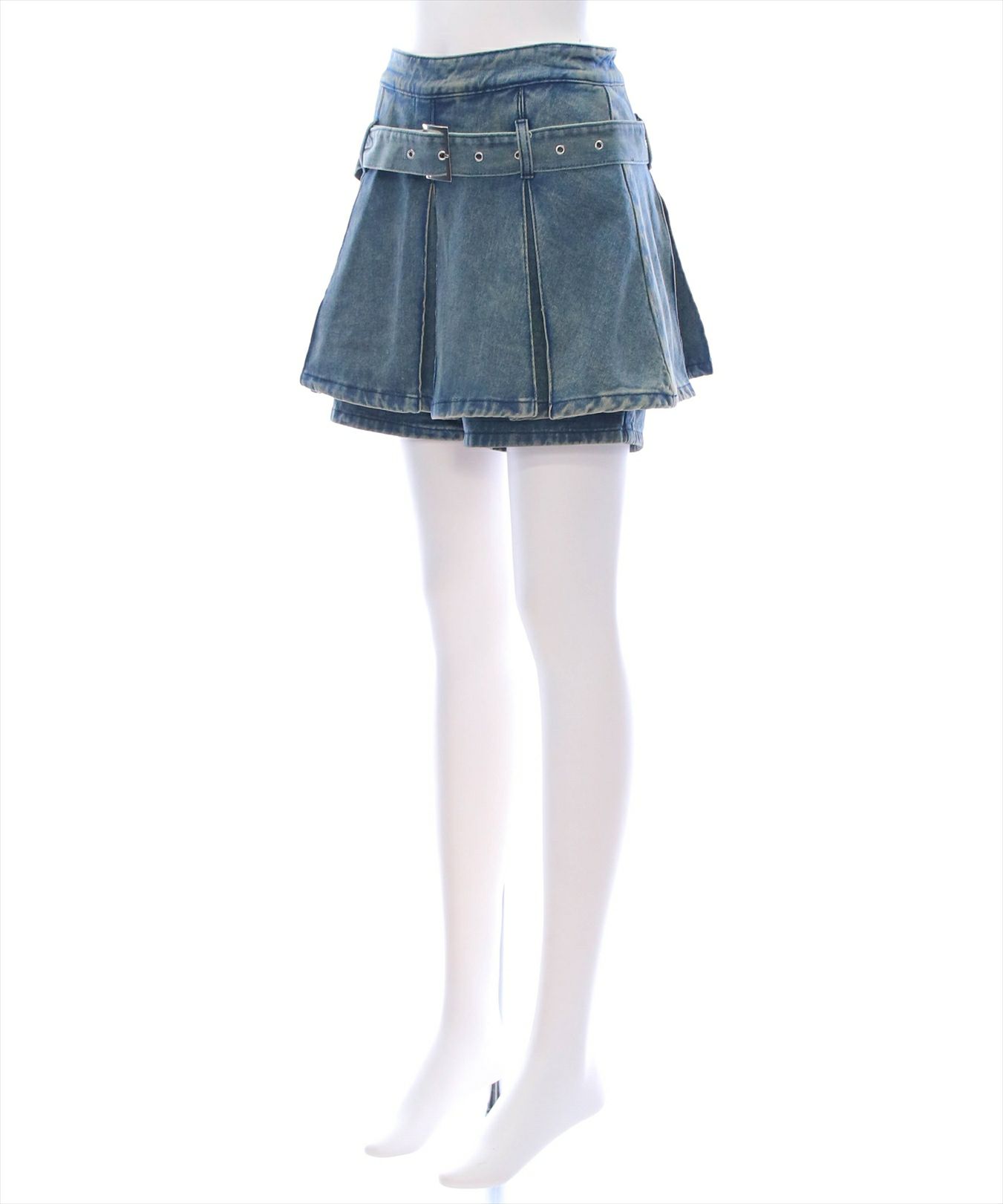 clear≪SS新作≫レイヤード風デニムプリーツミニスカート[CL8912