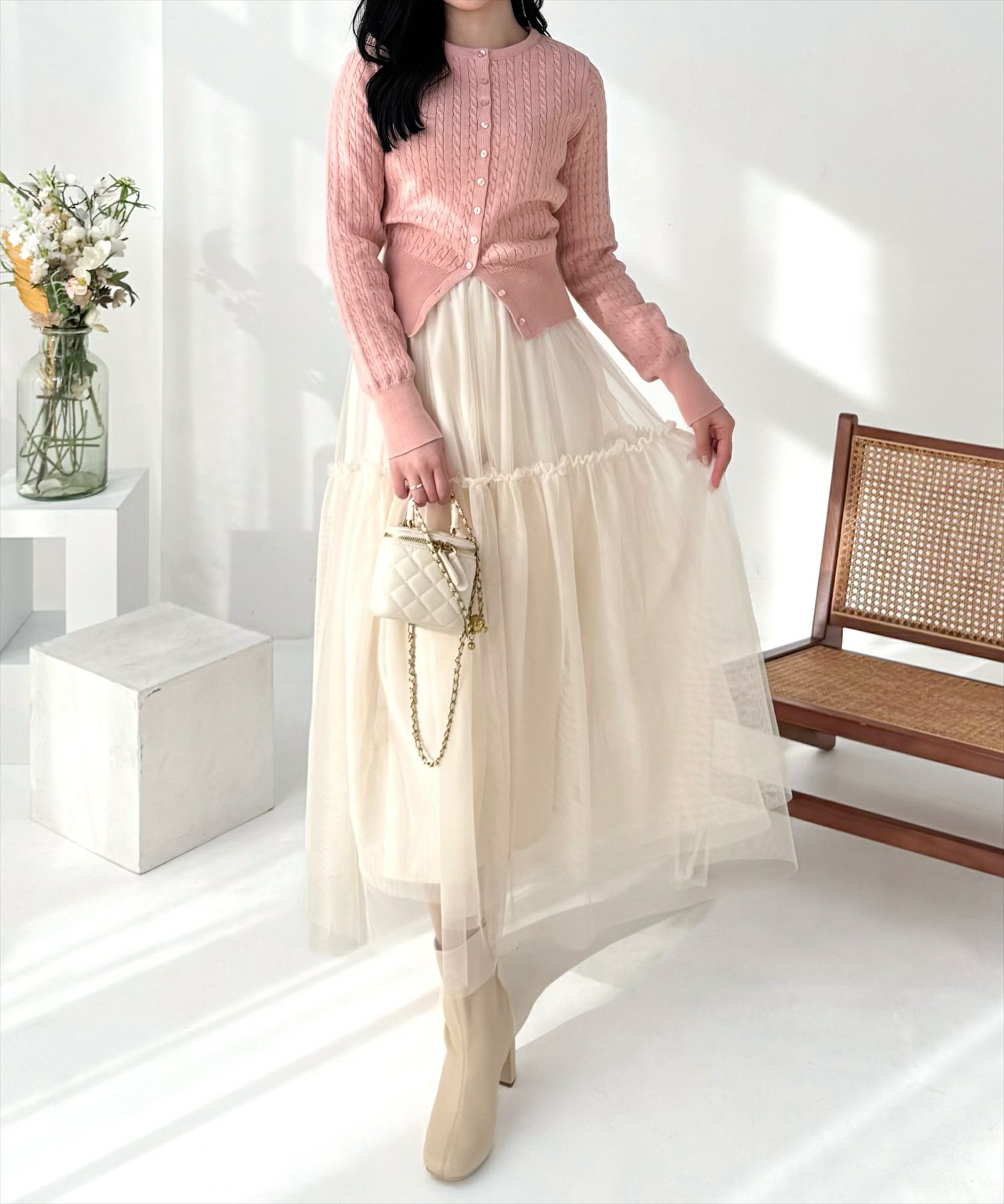 162㎝/アイボリー F着用