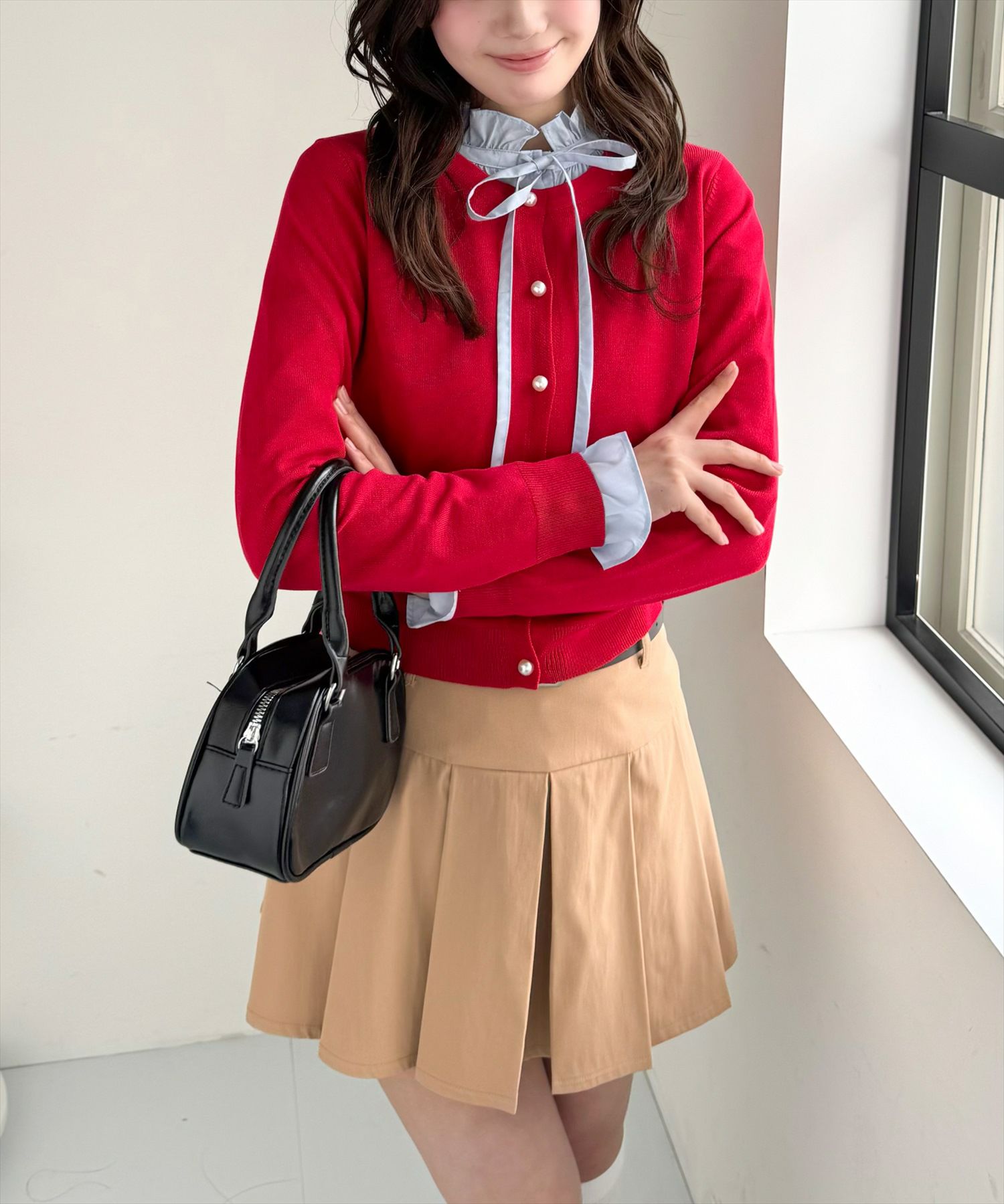 CLEAR BASIC≪SS新作≫パールボタン長袖ニットカーディガン CLEAR BASIC≪SS新作≫パールボタン長袖ニットカーディガン