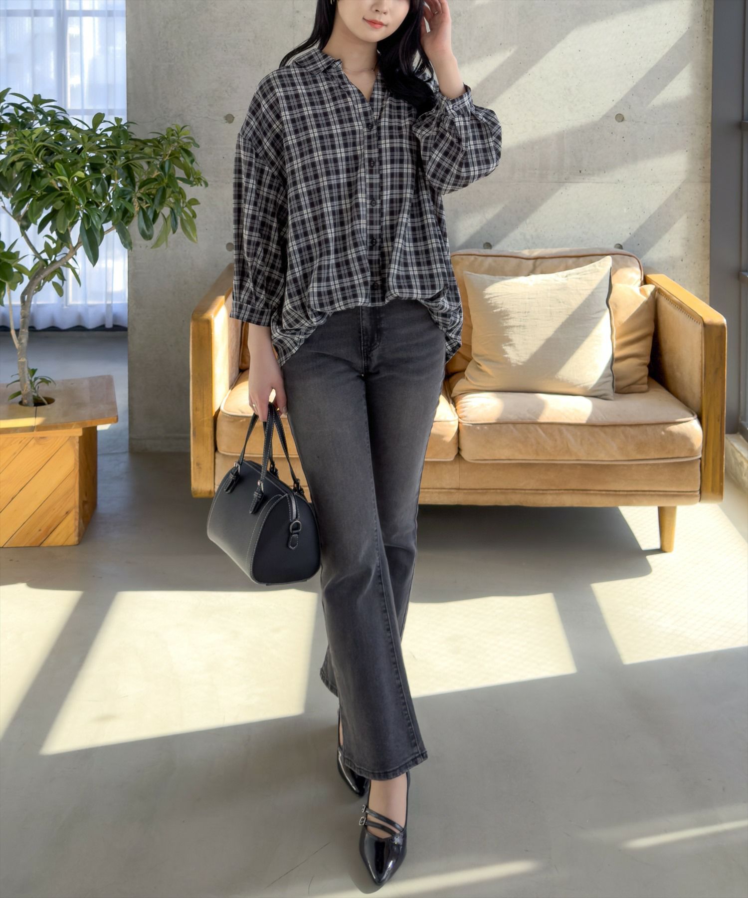 162㎝/ブラック×チェック