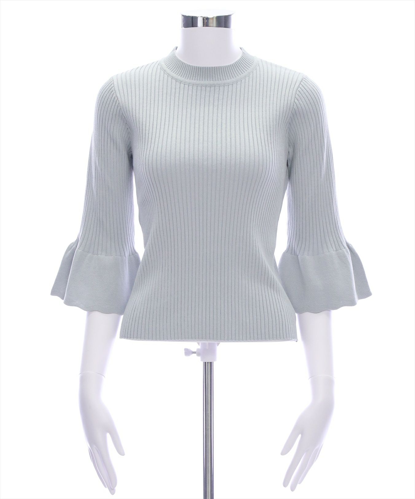 【人気No.1】 CLEAR BASIC≪SS新作≫五分袖スカラップニットトップス[CL9113 ニット/セーター