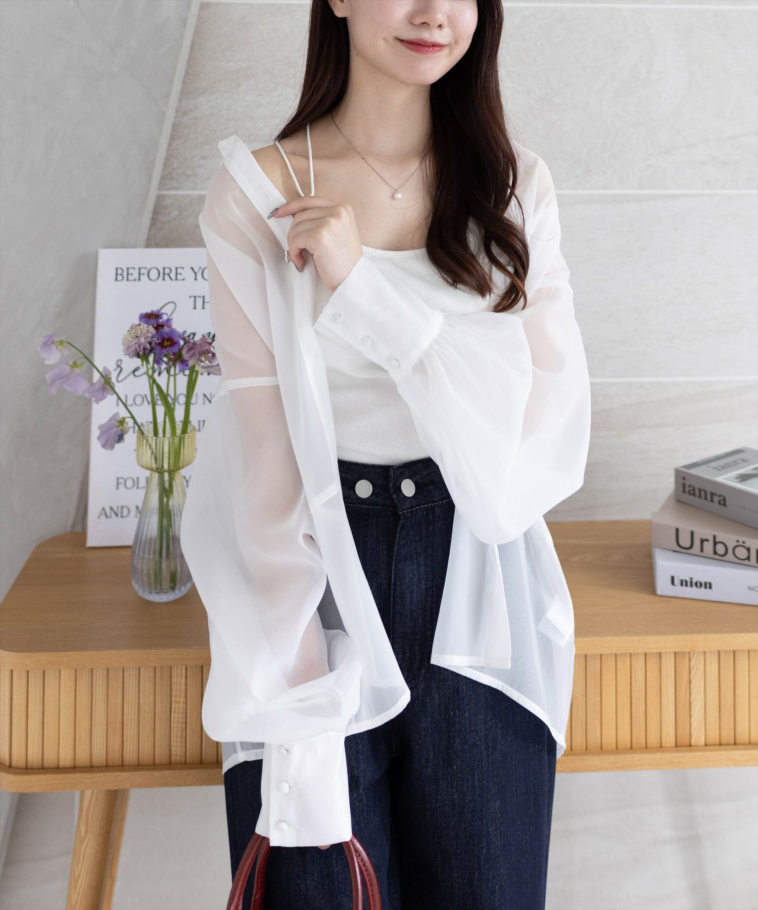 CLEAR BASIC≪WEB先行販売/SS新作≫切替ロングシアーシャツ CLEAR BASIC≪WEB先行販売/SS新作≫切替ロングシアーシャツ