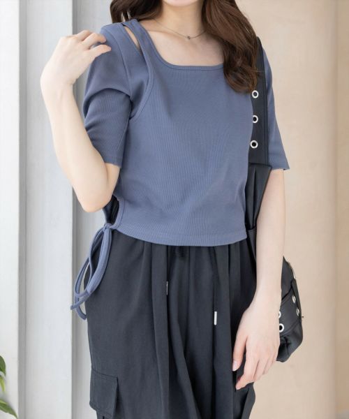 LOUNGEDRESS ちょうせいかのうなほそいストラップ トップス