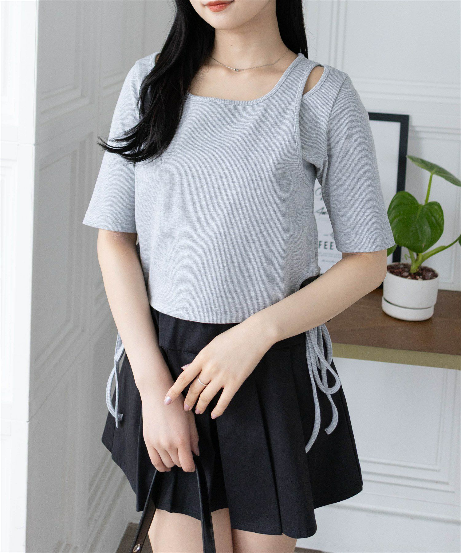 Mal. レレレ　冷感トップス　ドロスト付き5分袖　クロシェ SHOO・LA・RUE｜【洗える】ウエスト調節可能 ドロスト5分袖