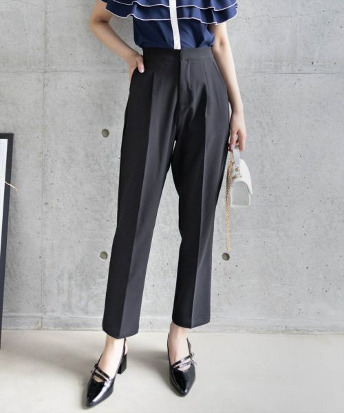 CLEAR BASIC≪再入荷≫前ジップストレッチテーパードパンツ