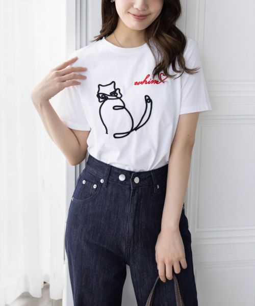 tシャツ pqran CATコード刺繍T レディース Paradise Picnic tシャツ pqran CATコード刺繍T レディース