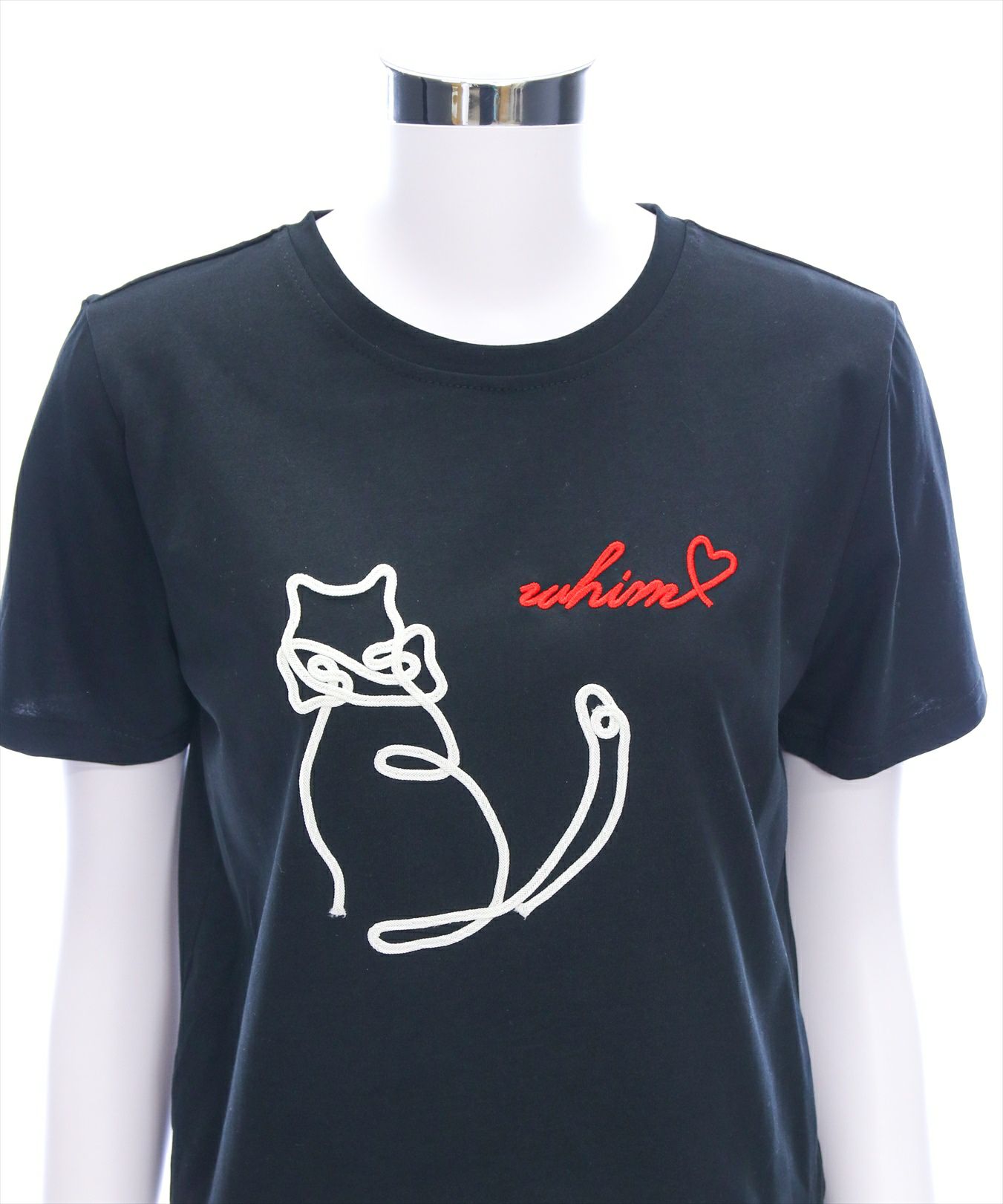 CLEAR BASIC≪再入荷≫コード刺繍猫Tシャツ[CL9152