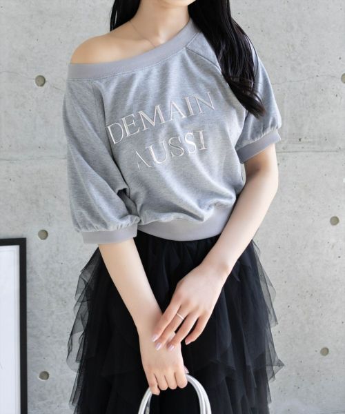 clear≪SS新作≫3way半袖ロゴスウェットトップス[CL9147 clear≪SS新作≫3way半袖ロゴスウェットトップス[CL9147