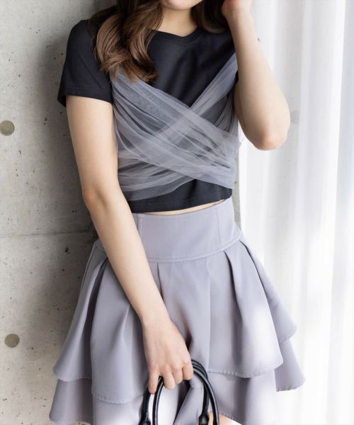 clear≪SS新作≫2wayチュールビックリボンTシャツ[CL9127