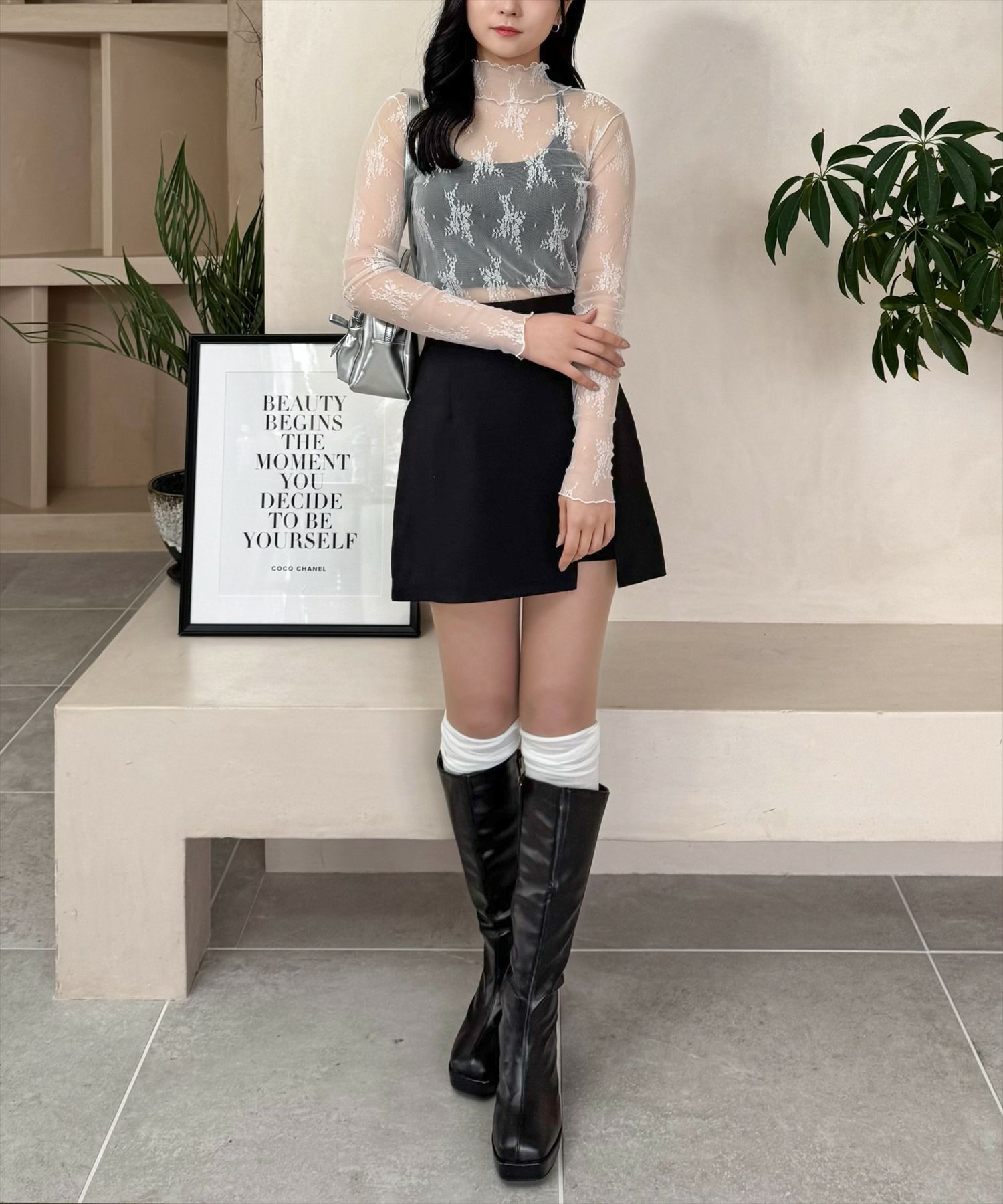 162㎝/オフホワイトフラワー