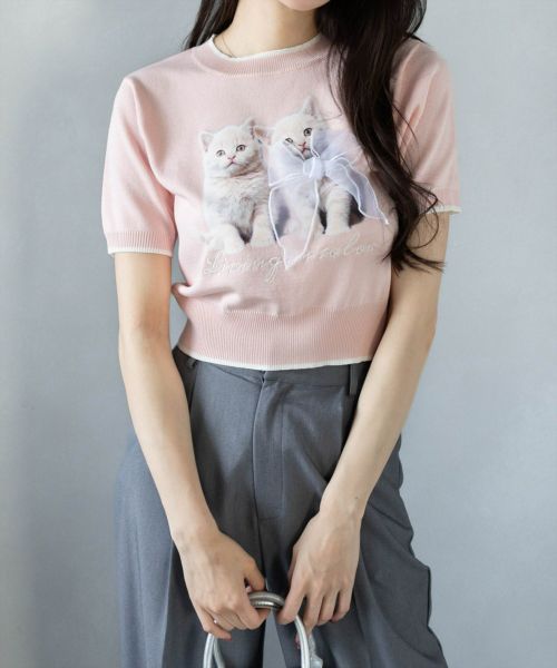 Rirandture 猫　半袖ニット Rirandture 猫 半袖ニット - メルカリ